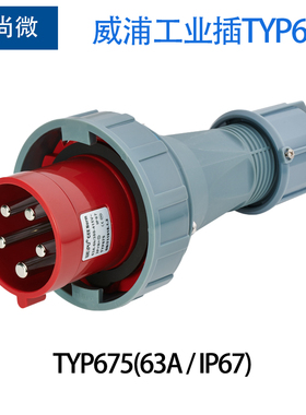 威浦工业防水大电流插头63A5针 TYP675 TYP5924暗装直式插座 IP67