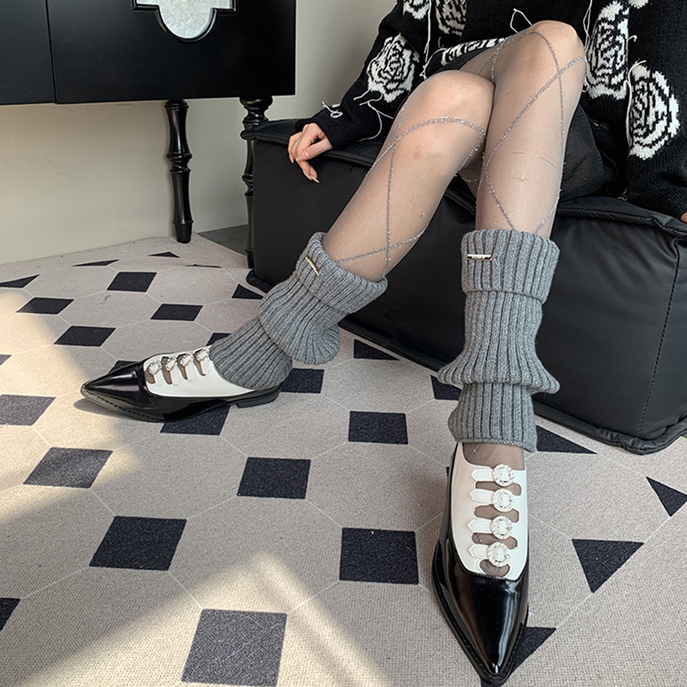 怕冷星人的体面选择灰色交叉菱格连裤袜叠搭深灰堆堆袜套女冬季DF