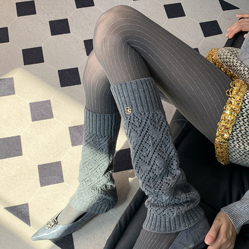 Parisian Chic 系列雾霾灰高定袜套冬季叠搭灰色连裤袜女DF