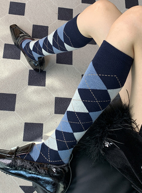 新古典主义风格袜饰重塑足踝Modern Classic藏青色秋季小腿袜女DF