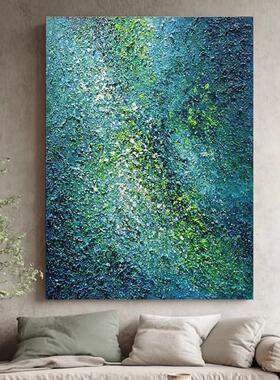 MHD手绘油画《翠绿》绿色装饰画玄关沙发画设计餐厅画卧室抽象画