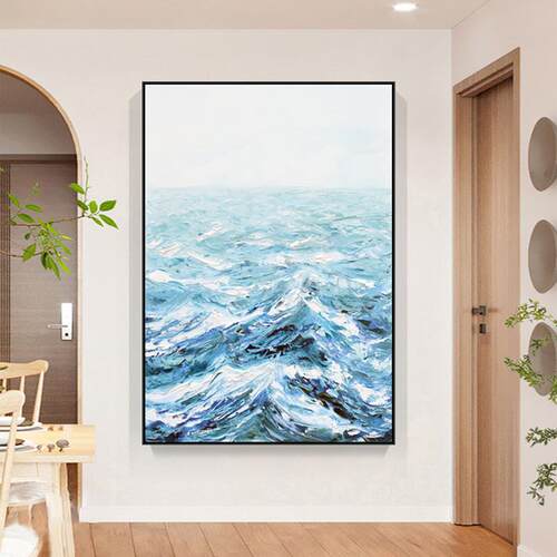 高级感海洋海浪艺术客厅画现代简约玄关装饰画抽象挂画背景墙挂画