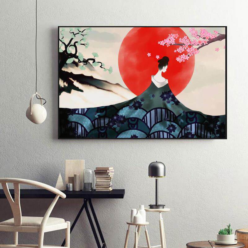 日本浮世绘挂画日式和风仕女图艺妓服装店装饰画寿司店料理店壁画