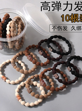 简约基础加粗发绳水钻高弹防滑头绳百搭皮筋成人运动黑色耐用皮套