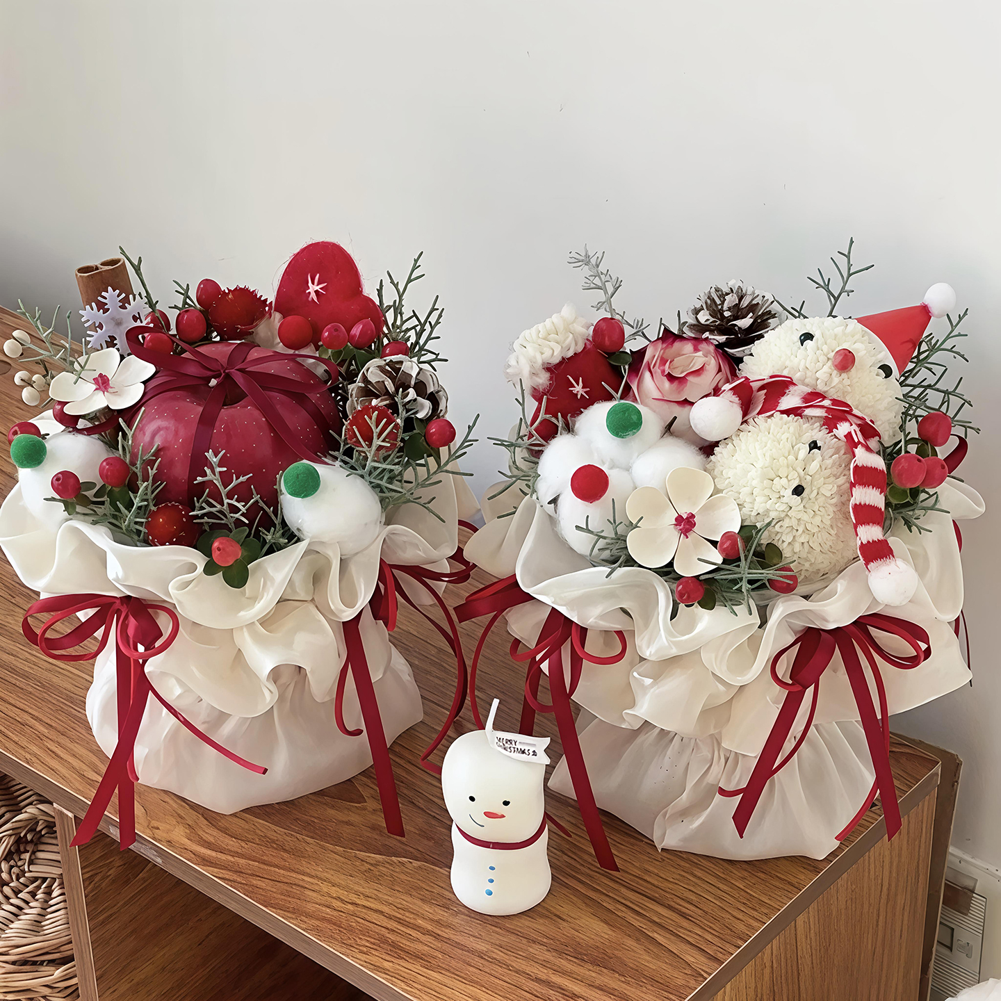 网红圣诞节新年烘焙蛋糕装饰苹果花束围边配件褶皱围边丝带插件