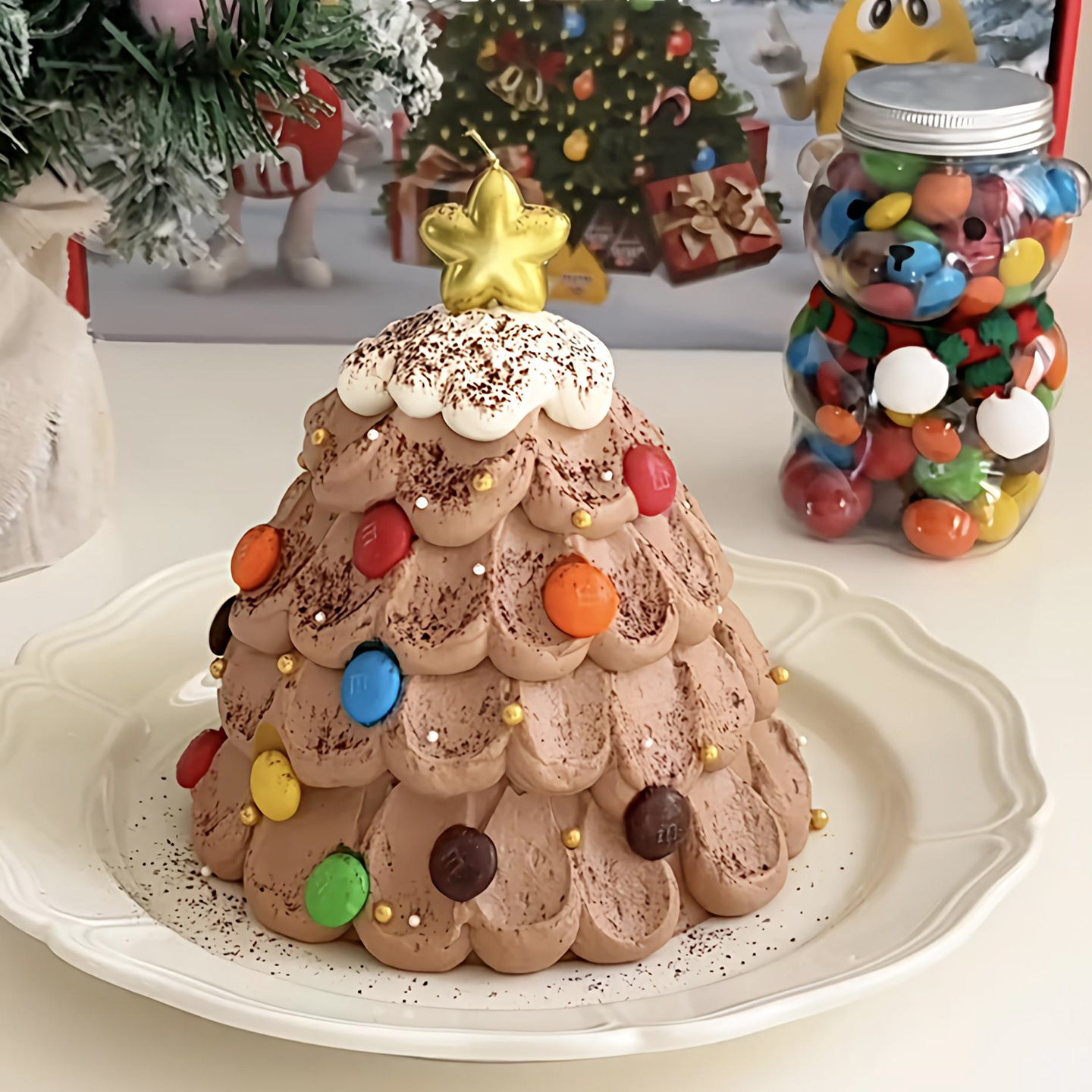 包邮网红圣诞树许愿烘焙蛋糕装饰摆件珠光圆润金色星星蜡烛插件