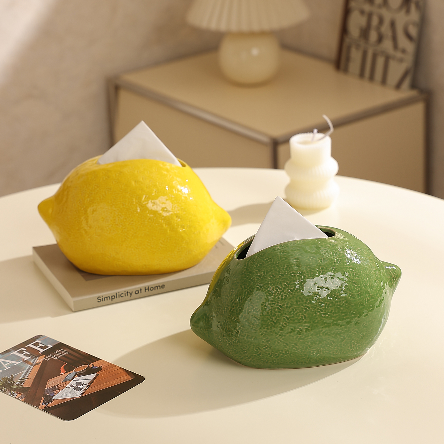 cookzone创意柠檬陶瓷纸巾盒