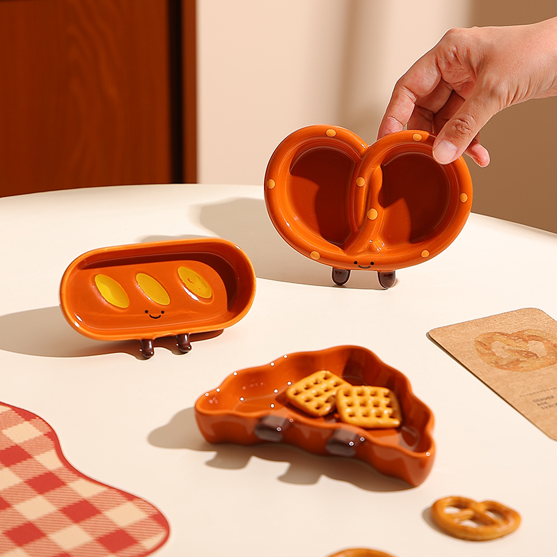 面包小脚丫陶瓷蘸料碟调味碟可爱造型小菜碟烤肉分格碟碟酱油醋碟