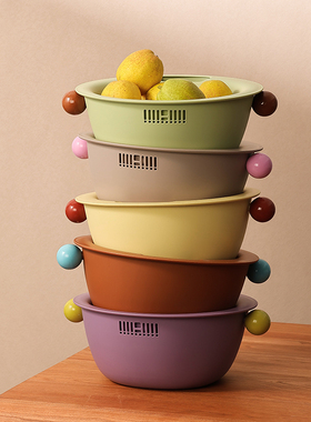 多巴胺沥水篮新款果篮客厅家用高颜值水果盘洗水果神器双层洗菜盆