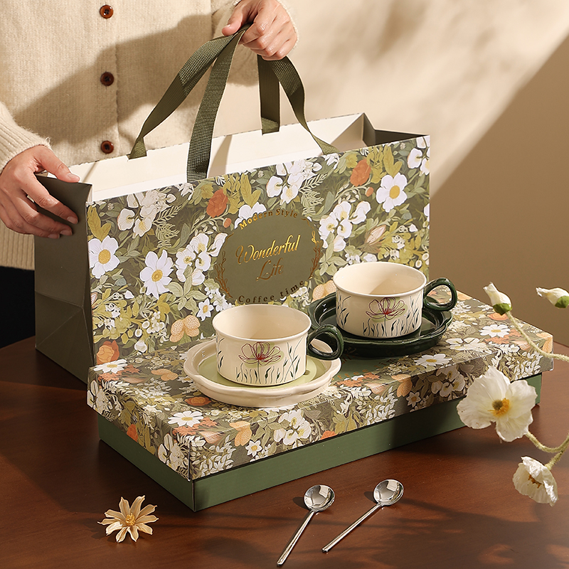 小众设计师咖啡杯碟套装情侣对杯