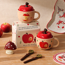 可爱苹果马克杯带盖带勺女生杯子伴手礼闺蜜生日礼物办公室喝水杯