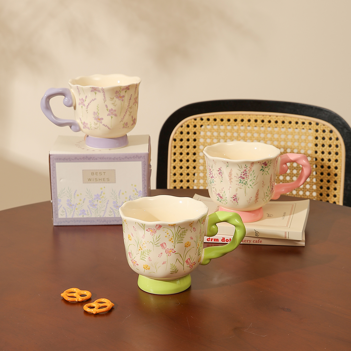 cookzone法式花卉陶瓷马克杯