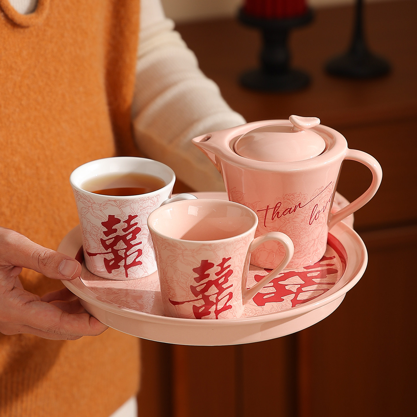 结婚一对敬茶杯茶具套装陶瓷泡茶壶喜庆红色水杯果盘新人新婚礼物,节庆用品/礼品,喜碗/敬茶杯,淘宝优惠券,粉丝福利购,淘宝优惠卷