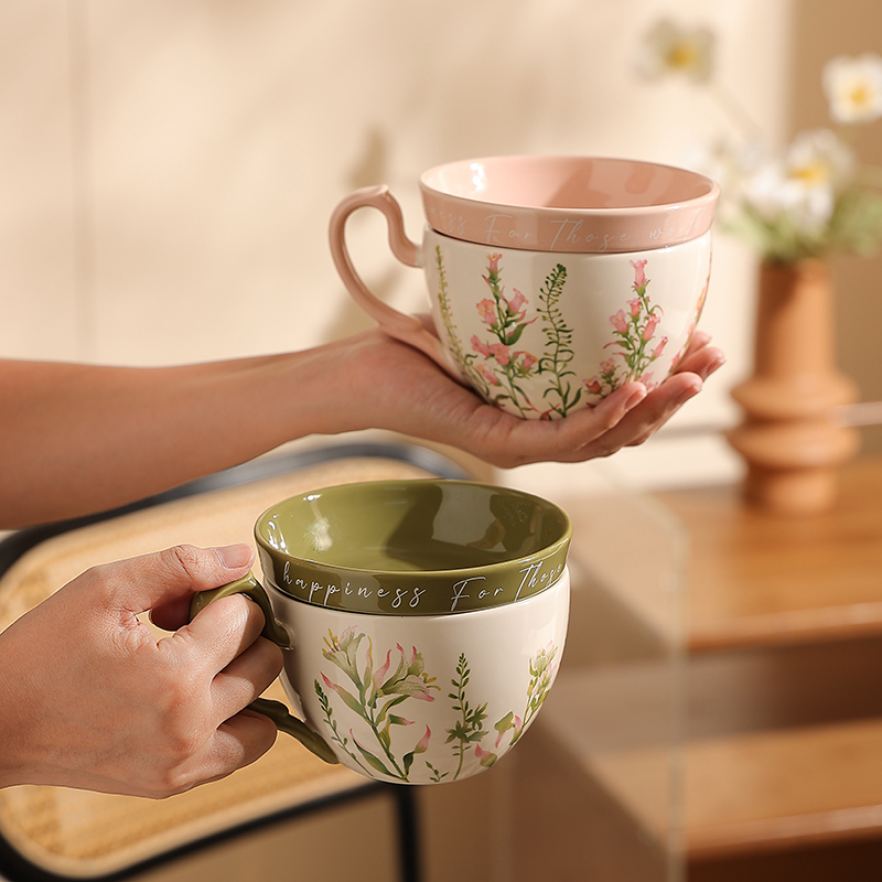 陶瓷复古盖子碟子两用马克杯