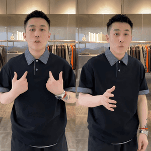 拼接条纹翻领POLO衫 夏季 翻领潮牌半袖 简约时尚 短袖 新品 男士