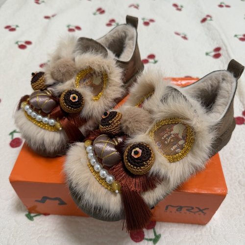 加绒保暖中国风手工虎头勃肯棉鞋