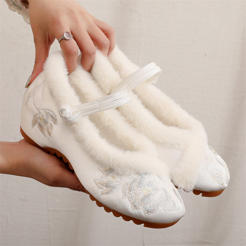 冬季加绒内增高古风汉服鞋子民族风保暖老北京布鞋旗袍绣花棉鞋女,女鞋,绣花鞋,淘宝优惠券,粉丝福利购,淘宝优惠卷