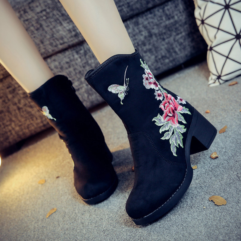 秋冬季老北京布鞋内增高民族风短靴绣花靴厚底休闲单靴复古女棉靴,女鞋,时装靴,淘宝优惠券,粉丝福利购,淘宝优惠卷