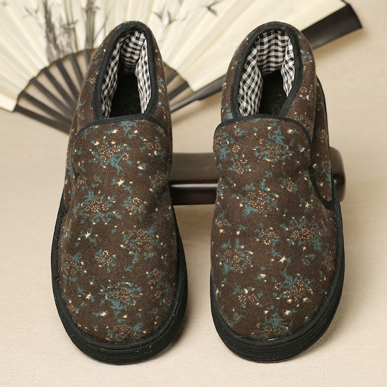 冬季复古千层底老北京棉布鞋一脚蹬纯手工棉鞋女加厚民族风保暖鞋