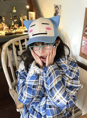 日系可爱卡通卡比兽棒球帽女