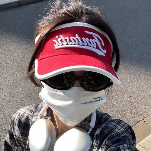 美式复古空顶帽女字母刺绣户外运动鸭舌帽扎马围棒球帽子遮阳防晒