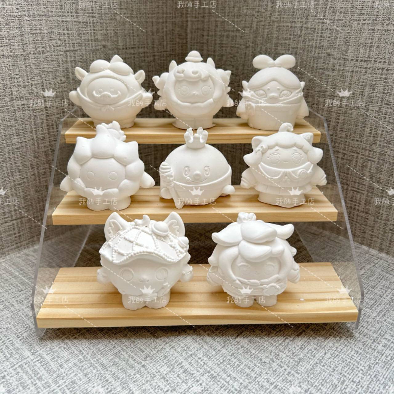 新款蛋仔派对雪王立体石膏娃娃涂色彩绘手工白胚涂色毕业季礼物