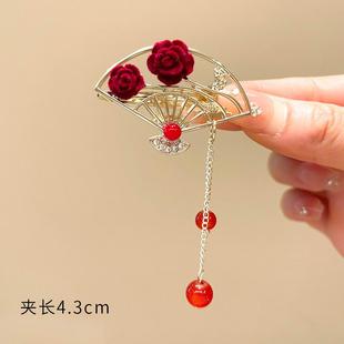 喜婆婆头上戴的花女士盘头花喜婆婆头饰高端结婚妈妈盘头发饰发簪