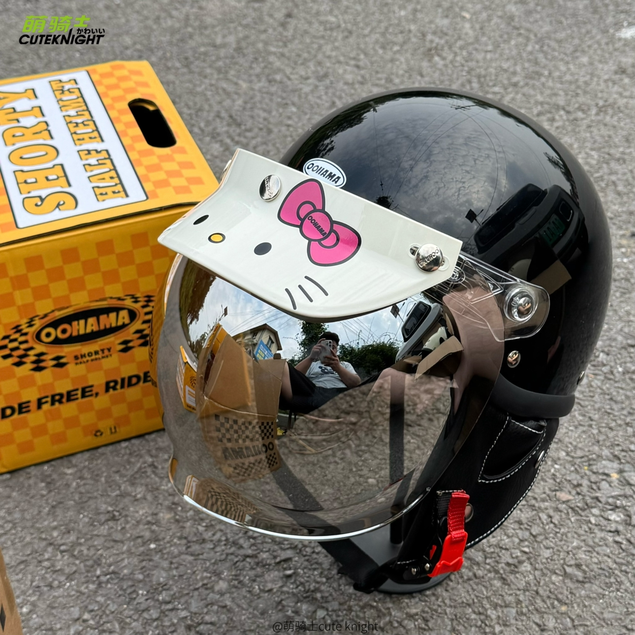 OOHAMA复古机车男女日式3C电动摩托车防晒头盔男女士复古半盔巡航