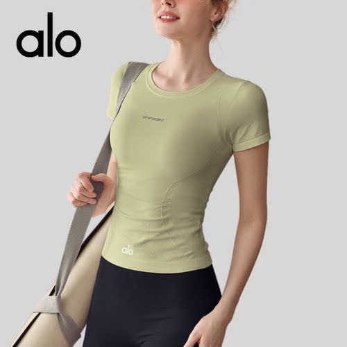 AIo弹力运动上衣女圆领透气健身服网红速干衣瑜伽短袖T恤夏季新