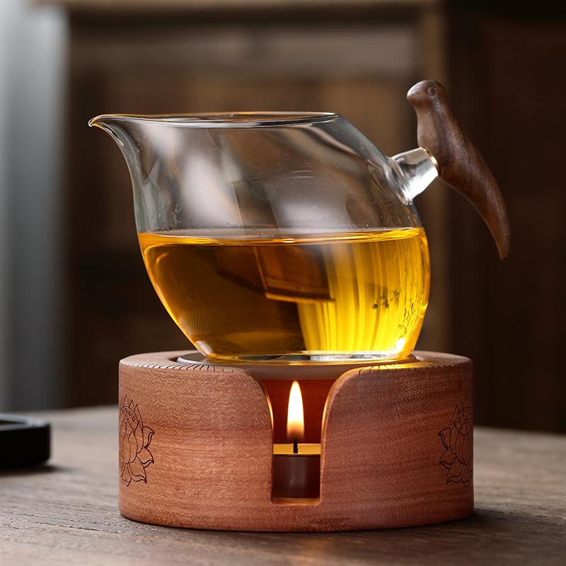 功夫茶具零配件耐热玻璃公道杯茶海分茶器木把耐高温玻璃花草茶具