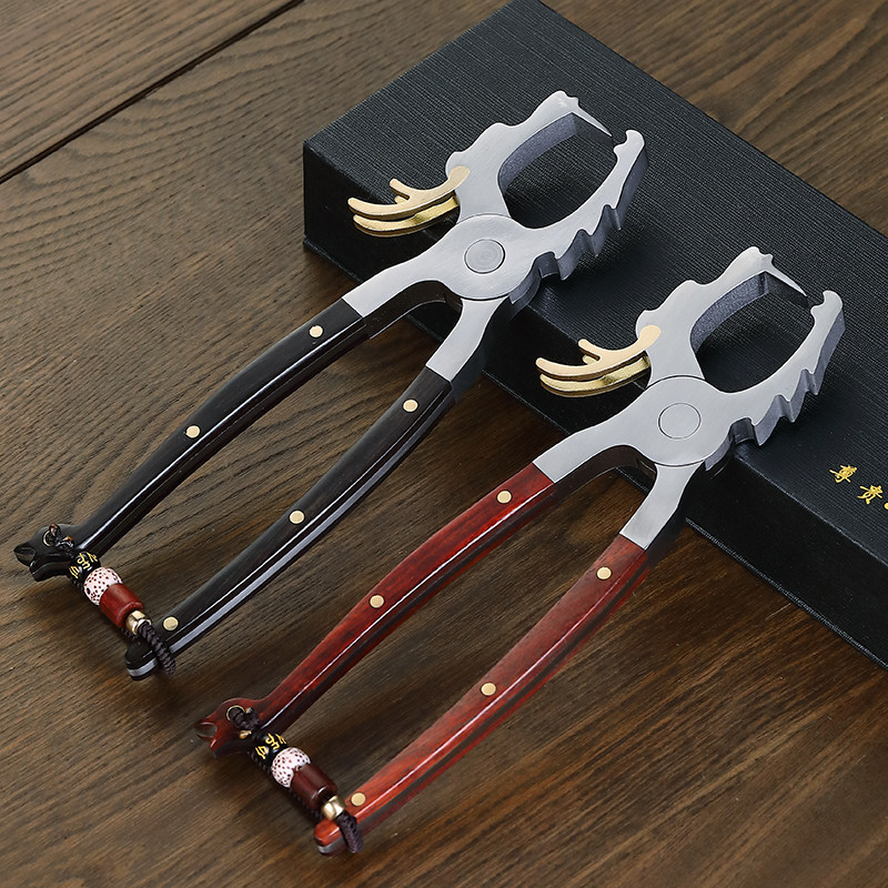 功夫茶道零配酸枝木304不锈钢龙头茶钳普洱茶饼撬茶工具黑檀茶刀