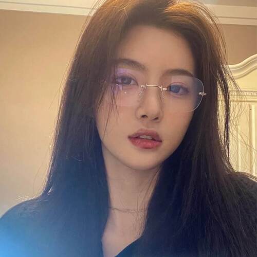 新疆包邮纯欲无框切边眼镜女网红防蓝光抗辐射可配有度数近视眼睛
