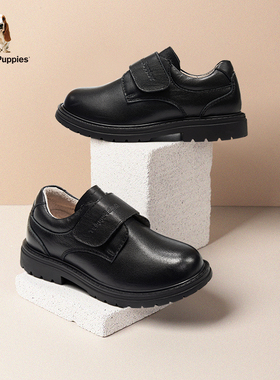 暇步士童鞋儿童皮鞋男童黑色皮鞋真皮软底表演中大童学生演出鞋子