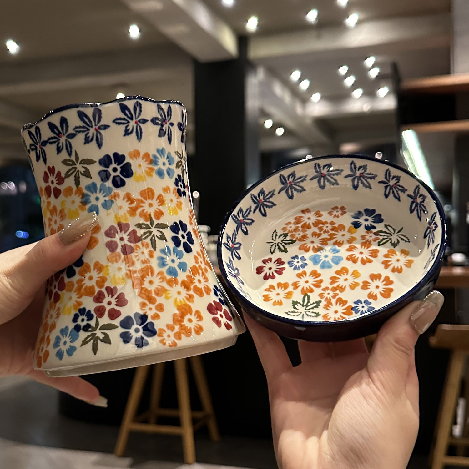 满眼繁花～超重工复古手绘筷子筒家用陶瓷沥水筷笼筷桶刀叉收筷篓