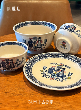 童话绘本丨英国Johnson Brothers中古手绘西餐盘陶瓷米饭碗汤面碗