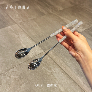 镶钻贵妇体验｜1810不锈钢长柄搅拌勺子｜蜂蜜搅拌勺冰勺加长款