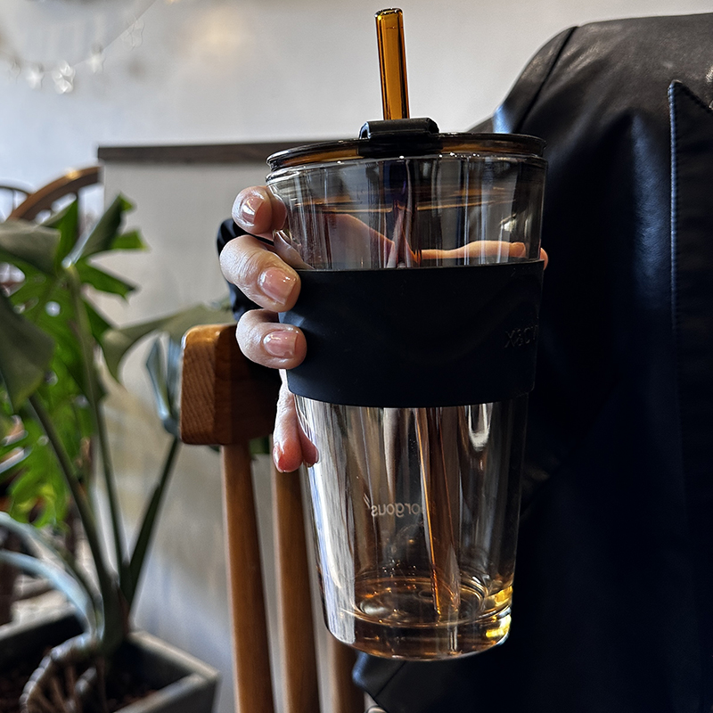 我的小众私藏水杯！琥珀棕玻璃杯！吸管杯便携网红咖啡杯喝水杯子