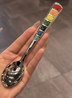 【古亦家的彩虹勺】七彩1810品级不锈钢勺调羹吃饭勺子喝汤甜品勺