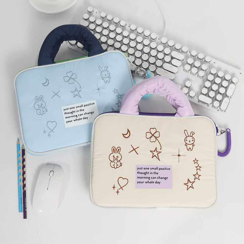 手提电脑包14寸太空棉11寸IPAD平板防震棉16寸笔记本刺绣时尚小包