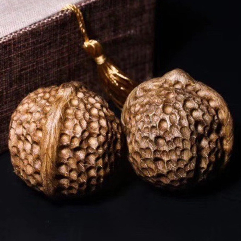 见沁巴布亚老料沉香核桃手把件把玩木雕工艺品盘玩送长辈收藏送礼