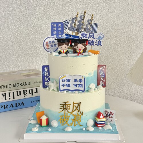 2025毕业季软胶博士帽男孩女孩蛋糕装饰帆船摆件扬帆起航毕业插件