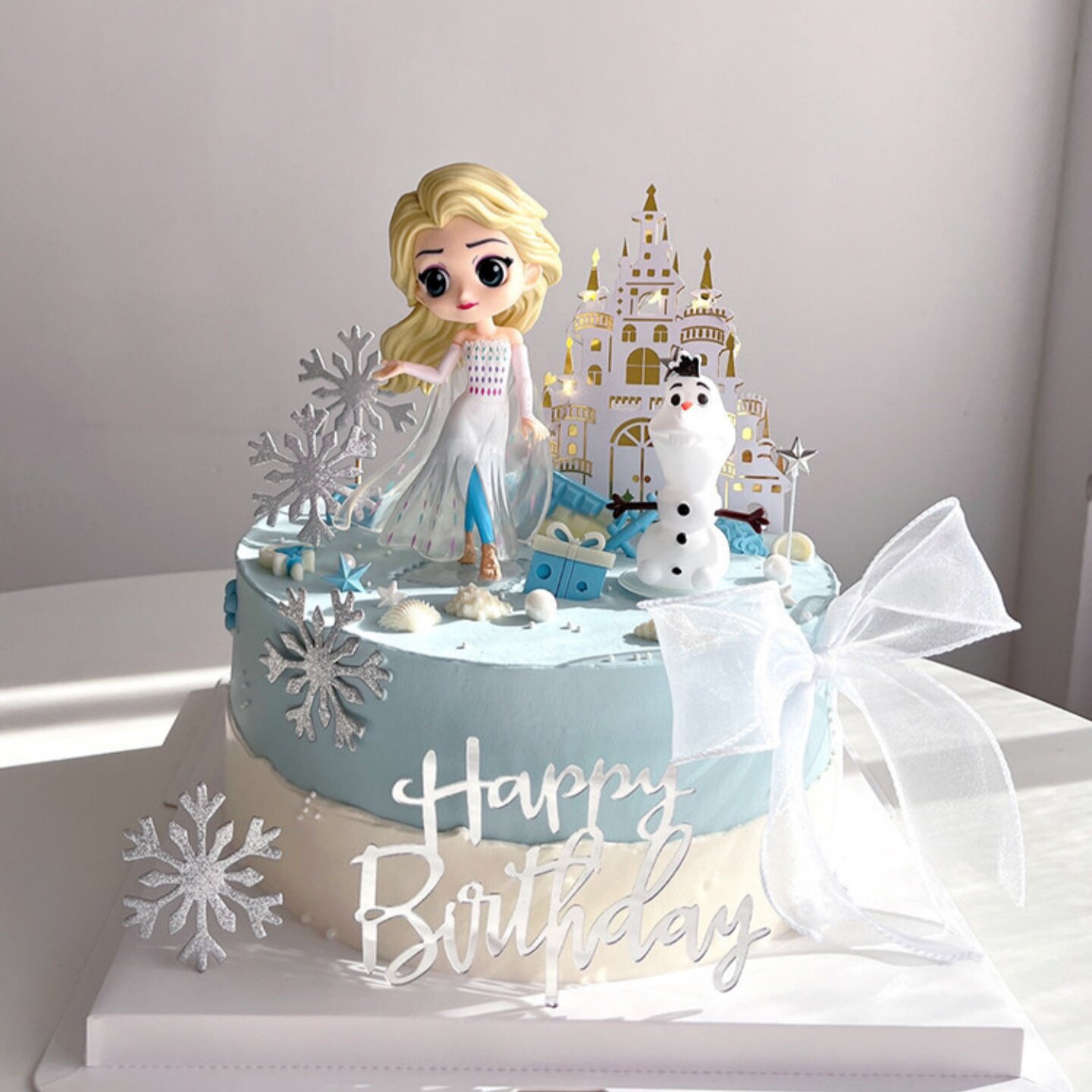 艾莎公主女孩生日蛋糕装饰摆件网红冰雪女王爱莎城堡雪花插件插牌