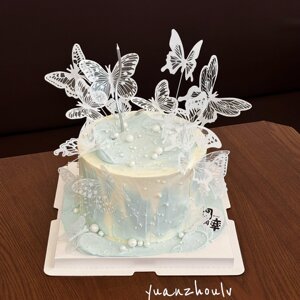 网红ins风仙气蝴蝶蛋糕装饰插件女神生日派对快乐氛围感烘焙插牌