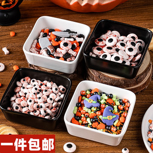 万圣节搞怪眼睛糖珠蛋糕甜品装饰摆件血色蝙蝠幽灵彩色点缀装饰糖