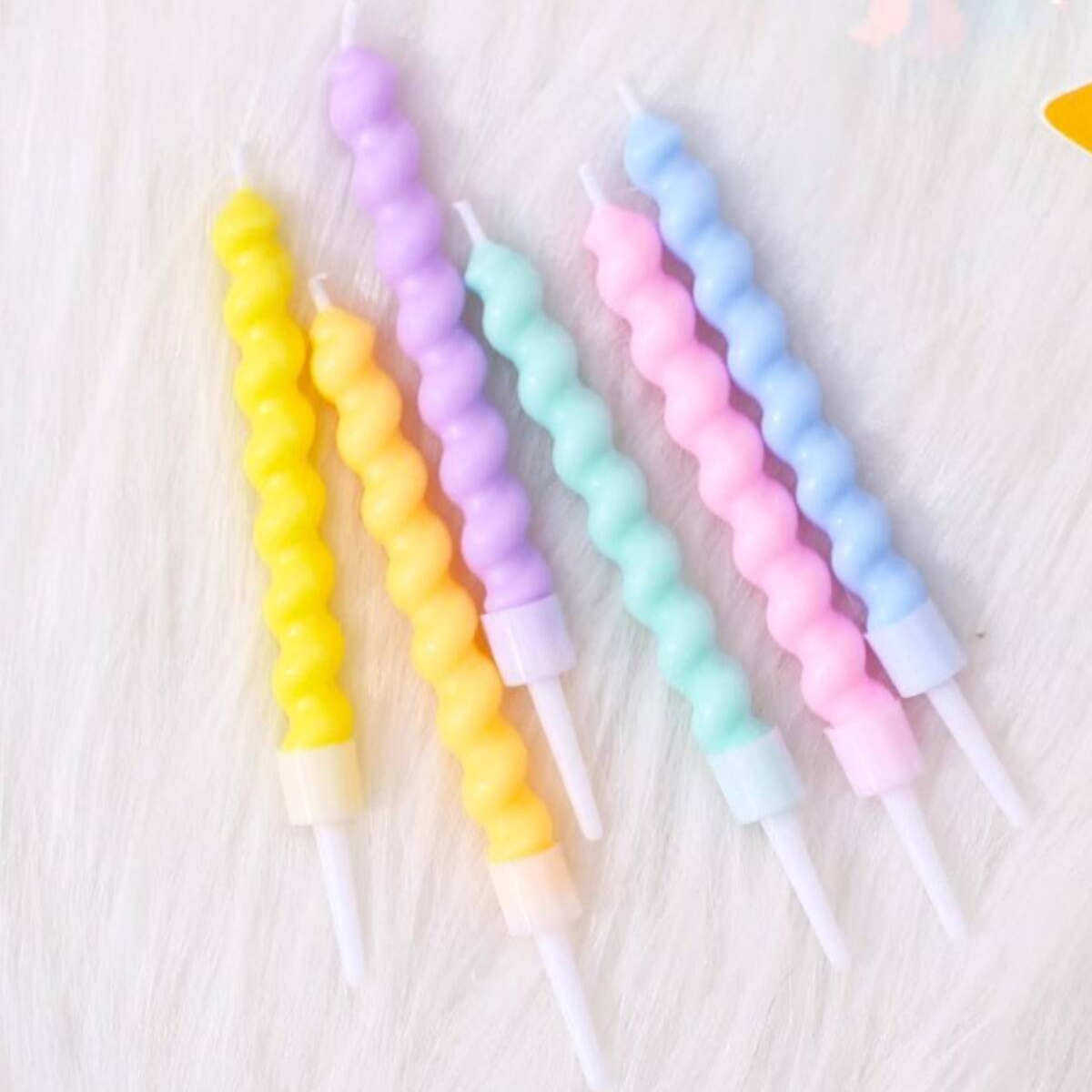 生日蛋糕字母蜡烛蛋糕装饰摆件彩色马卡龙弯曲螺纹蜡烛烘焙插件