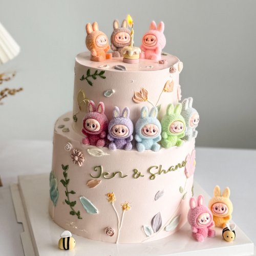 网红软胶拉布布蛋糕装饰卡通labubu小蛋糕蜜蜂儿童生日烘焙装扮