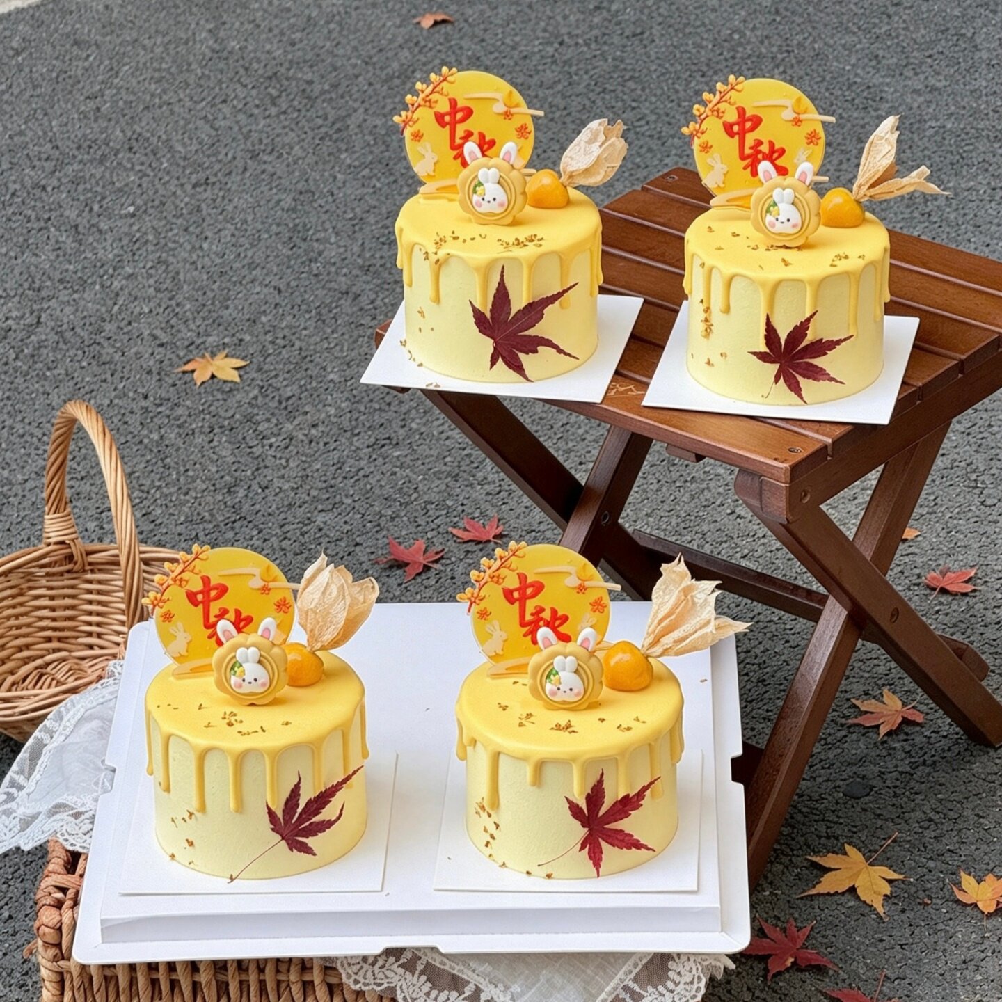 2026中秋节月亮桂花树亚克力蛋糕装饰插牌软胶月饼小兔子玉兔配件