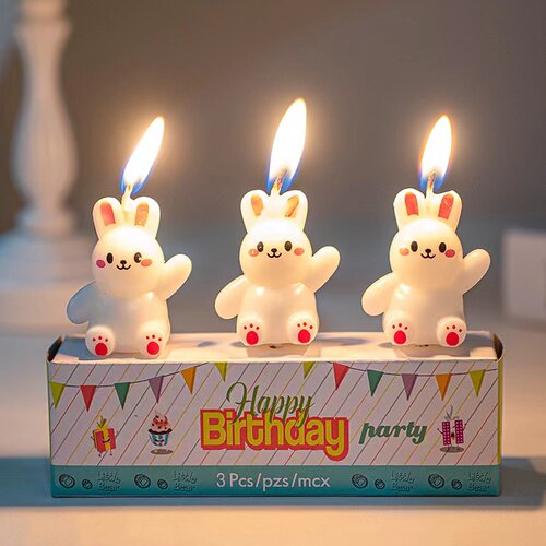 卡通可爱小兔子蜡烛蛋糕装饰插件小白兔蜡烛儿童生日派对烘焙装扮
