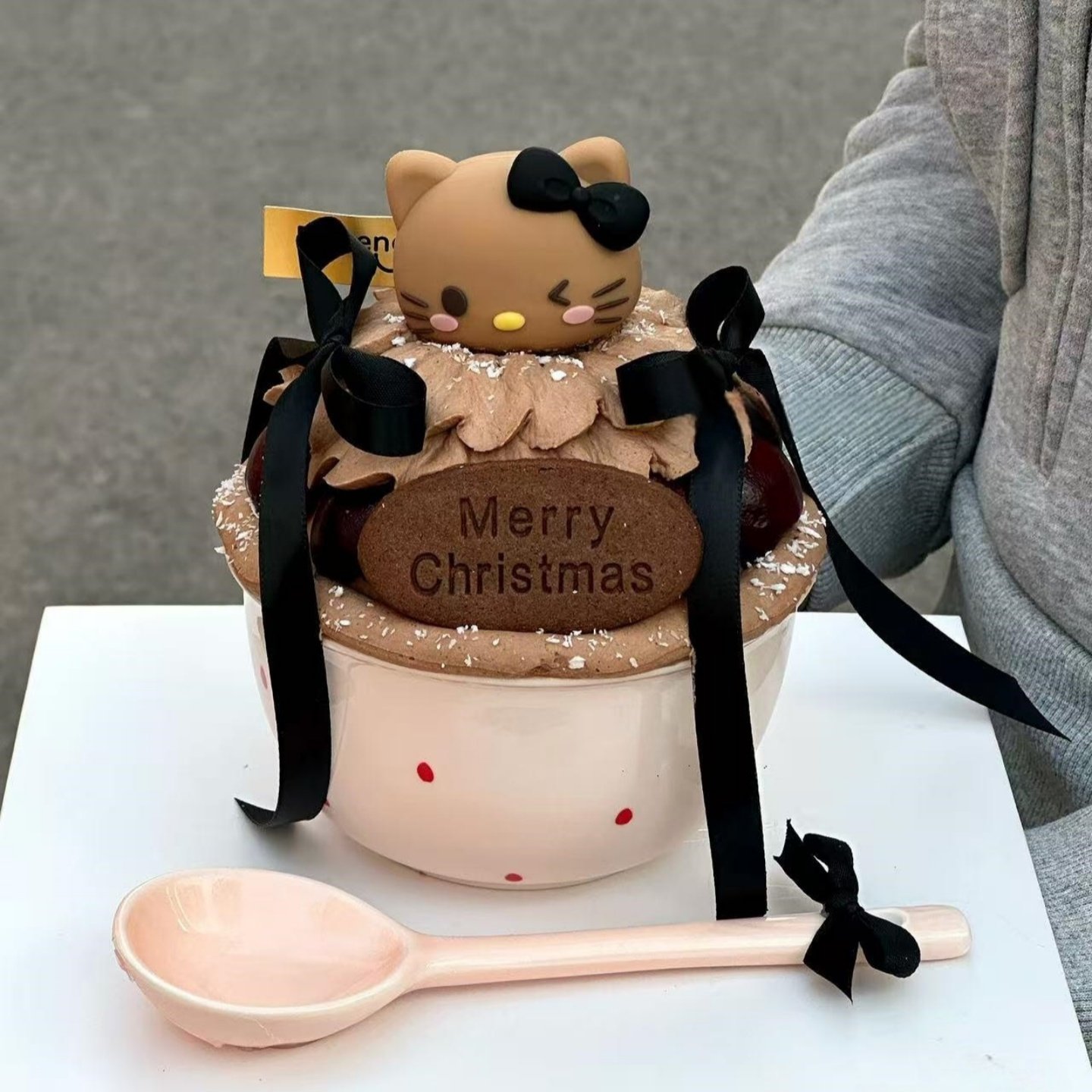 2026圣诞节新年黑皮kt猫草莓碗樱桃碗蛋糕装饰Hellokitty车厘子碗