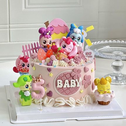 可爱卡通奇妙萌可女孩蛋糕装饰摆件儿童女孩生日派对甜品烘焙装扮